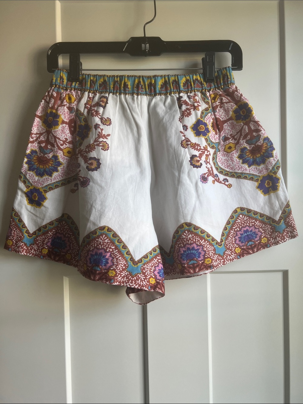 Cleobella High Waist Women’s Shorts in Teal, Yellow, Brown, White - Picture 4 of 4